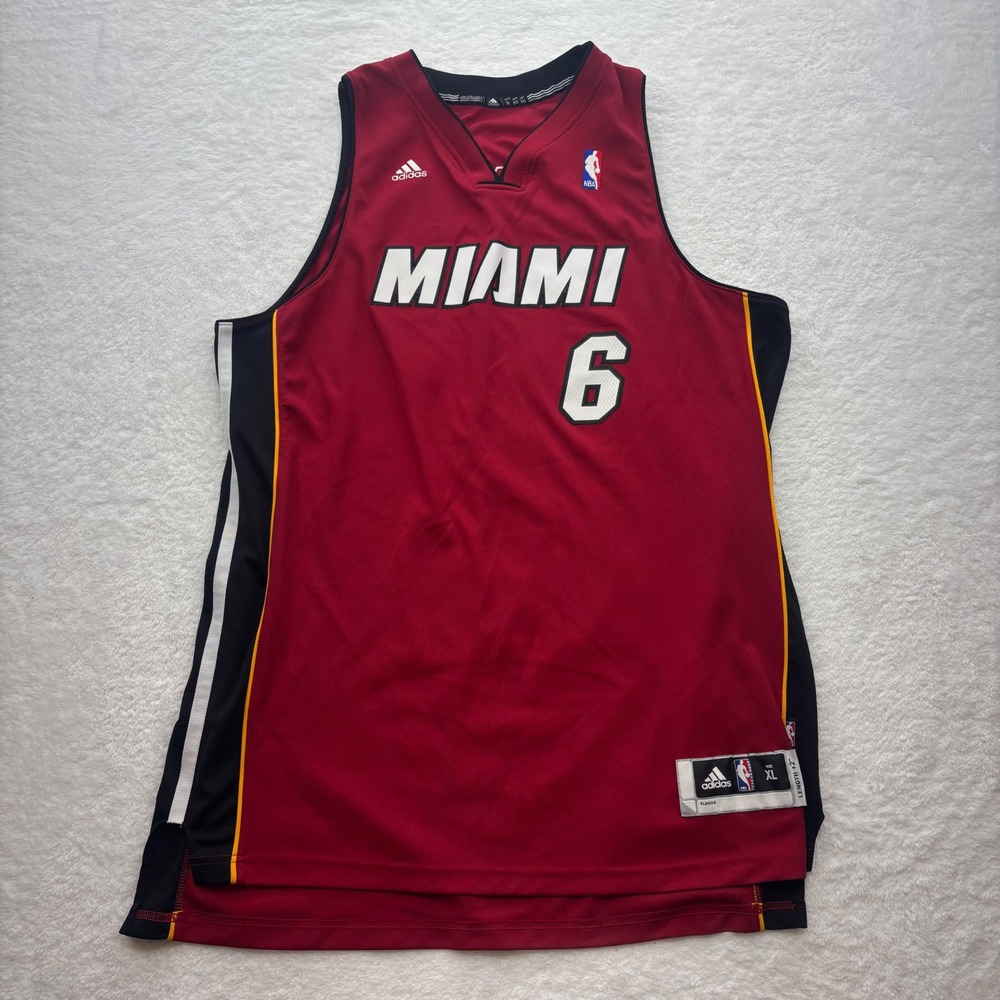 Adidas Miami Heat LeBron James 6 NBA Jersey Red XL Length +2 Swingman 7912A 10